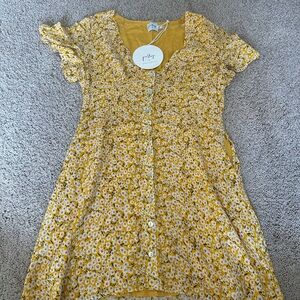 Princess Polly Yellow Floral Button-Front Dress
